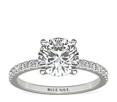 Petite Pavé Diamond Engagement Ring in 18k White Gold (1/4 ct. tw.) 